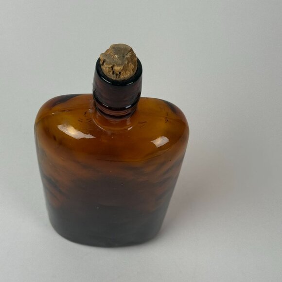 Amber 16 Fluid Ounce Bottle With Cork Vintage Rectangular Apothecary Style Brown - Picture 2 of 9
